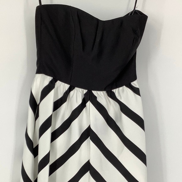 NEW! Alfred Sung Size 2 Strapless Sweetheart Stripe Dress Gown $242 msrp I24-8 - Picture 7 of 11